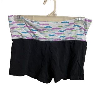 No Boundaries Black and Colorful Mustache Pattern Yoga Shorts